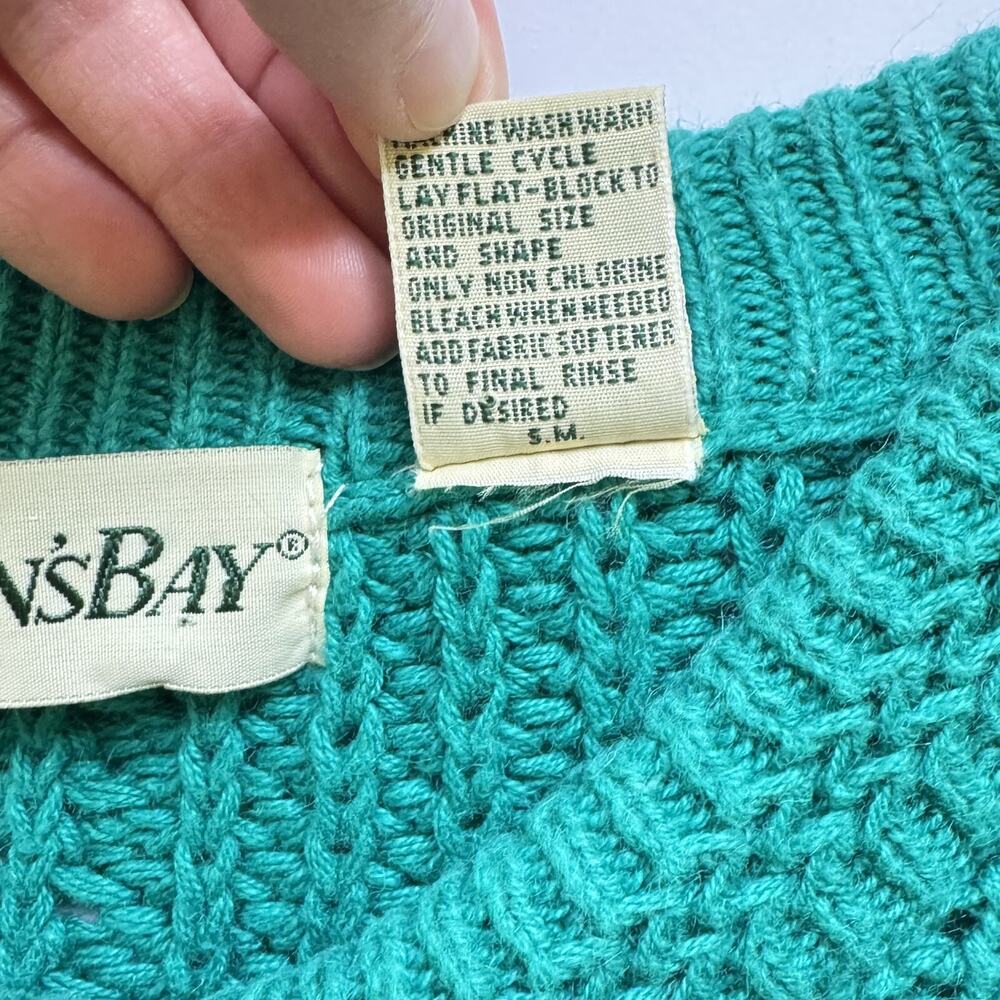 Vintage St. John’s Bay Men’s L Textured Knit Sweater Teal Cotton Blend Retro EUC - Picture 4 of 7